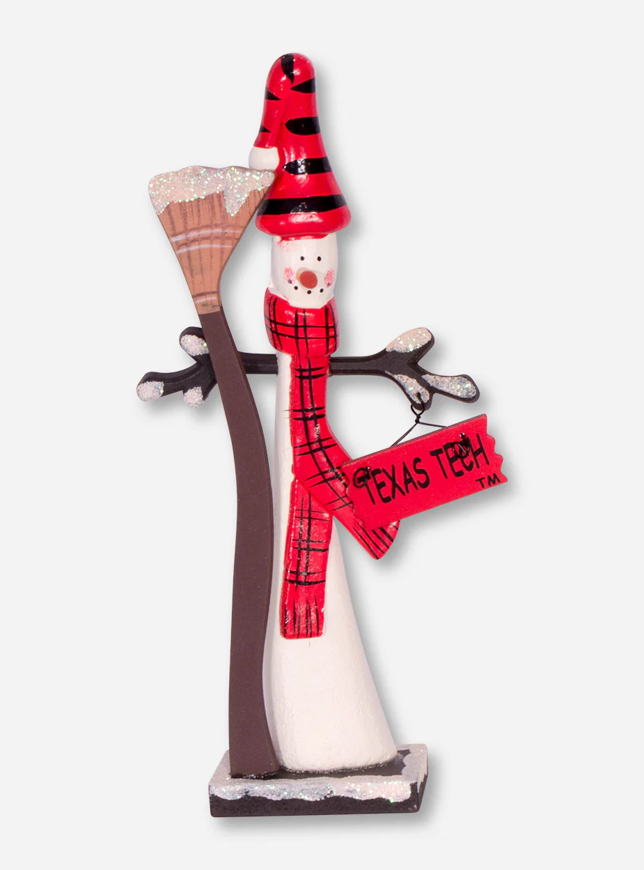 Texas Tech Snowman with Broom Figurine