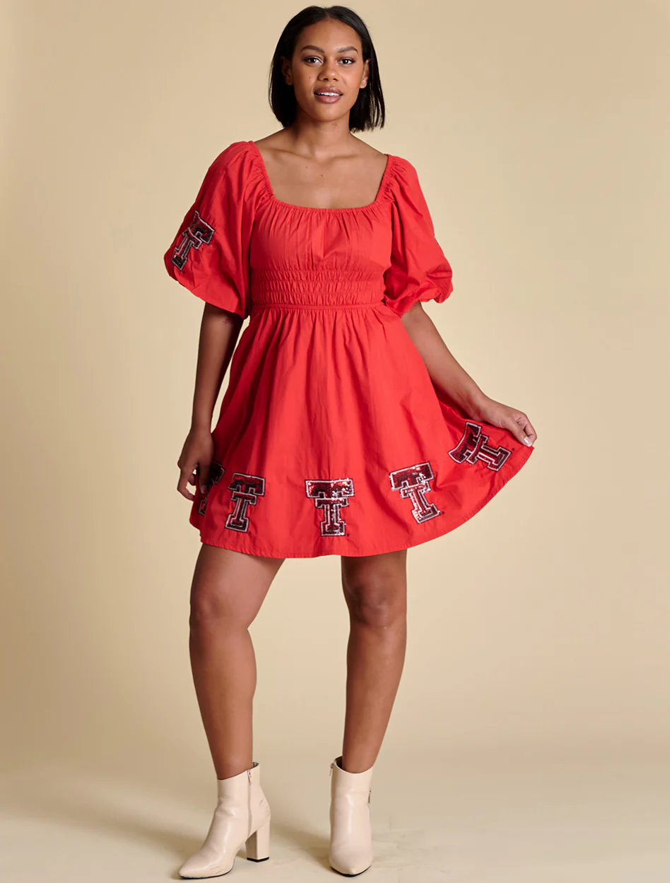 Texas Tech Stewart Simmons Puff Sleeve Dress
