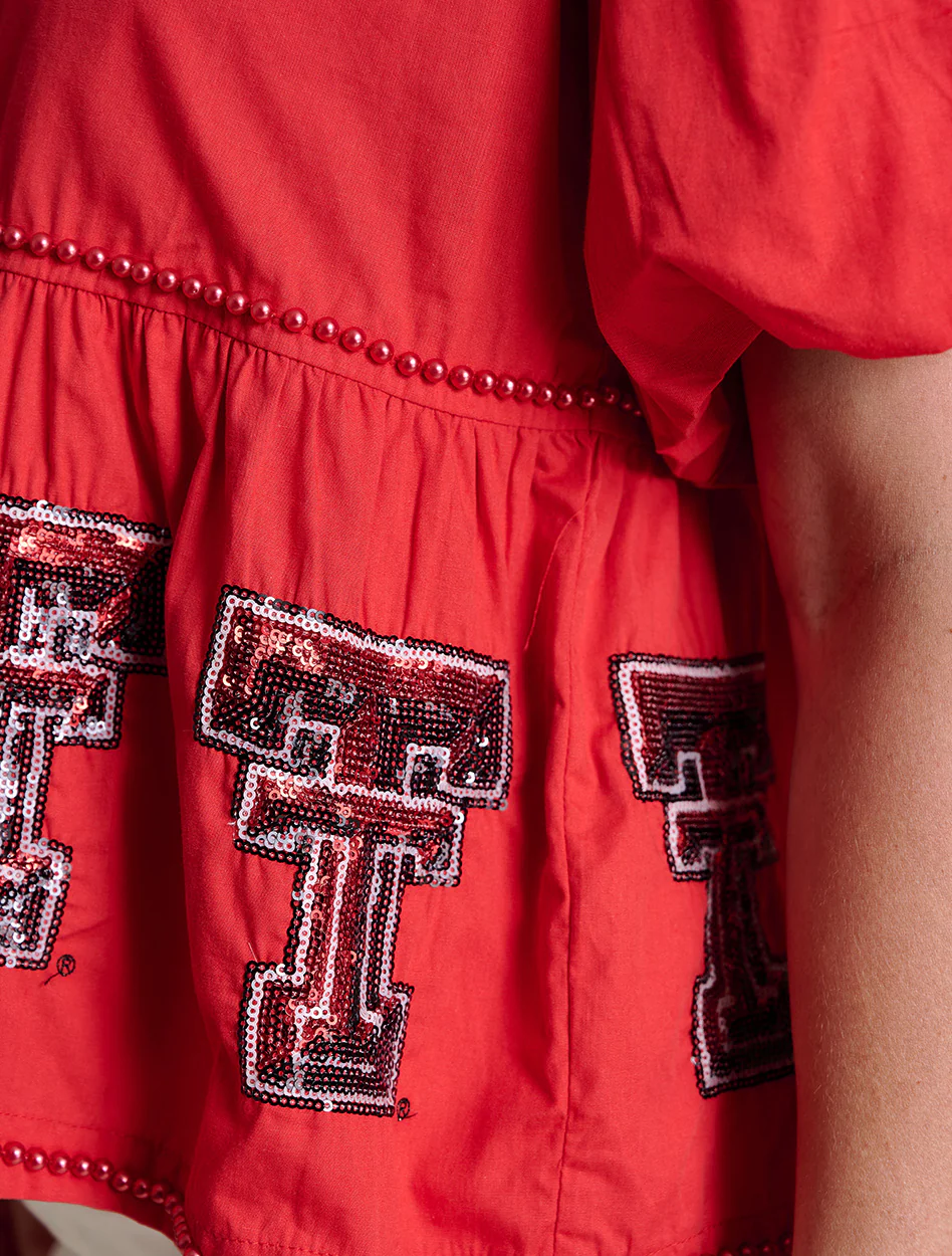 Texas Tech Stewart Simmons "Puff Sleeve Peplum" Top - Image 4
