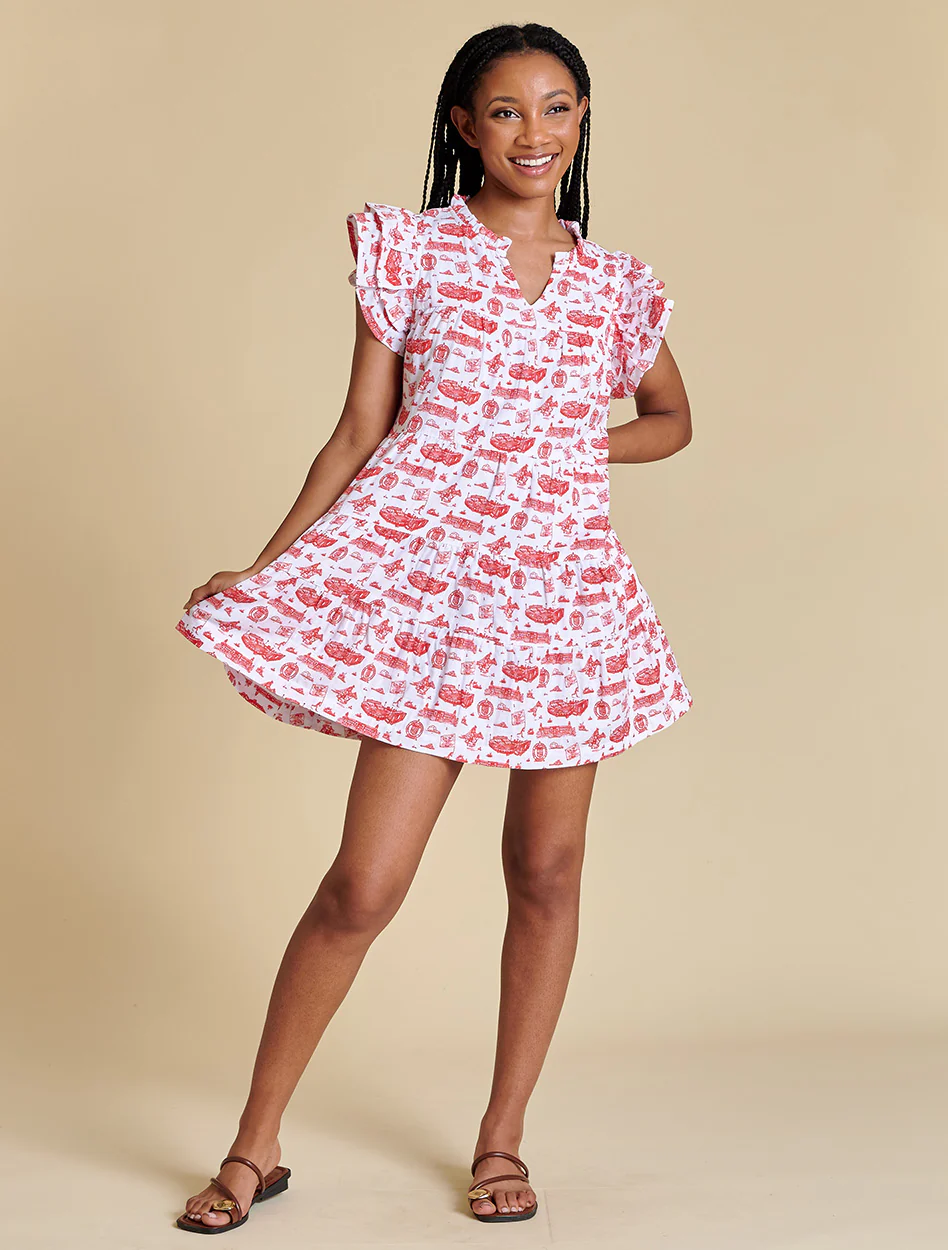 Texas Tech Stewart Simmons Team Toile Flutter Sleeve Dress