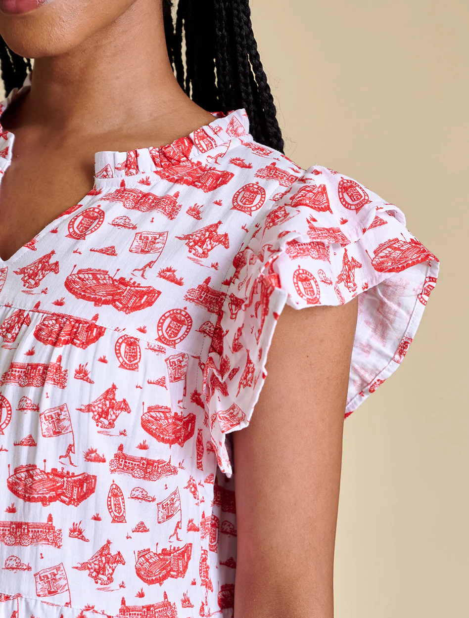 Texas Tech Stewart Simmons Team Toile Flutter Sleeve Dress - Image 3