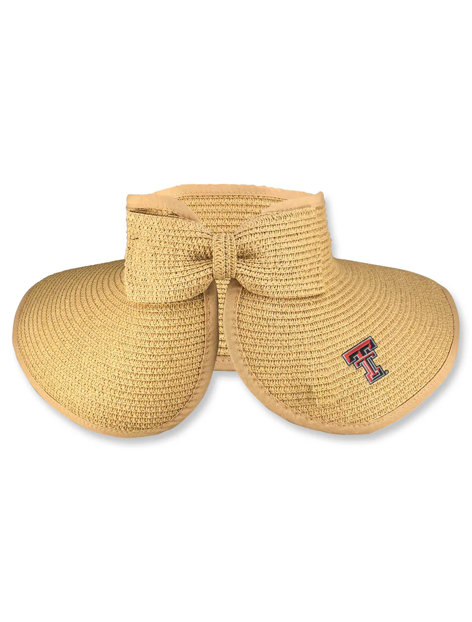 Texas Tech Straw "Lucy" Straw Roll Up Wide Brim Women's Visor