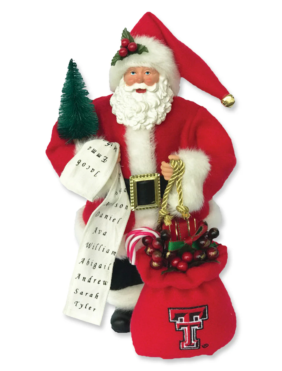 Texas Tech "The List " Double T on Bag Santa Figurine