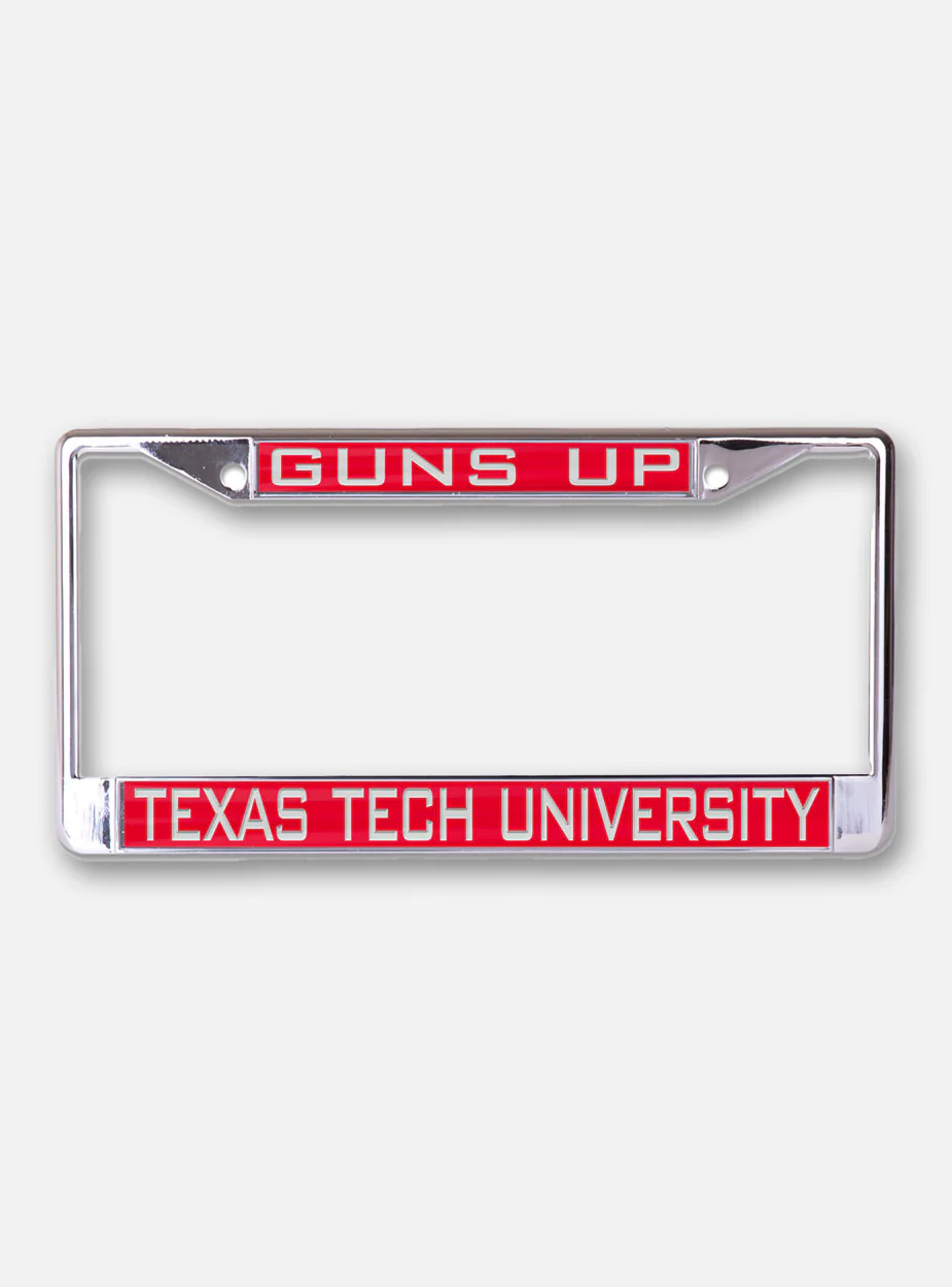 Texas Tech University Guns Up on Red and Chrome License Plate Frame