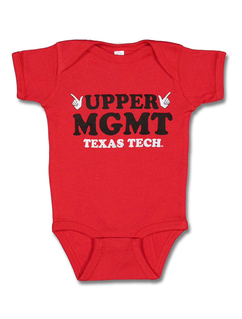 Texas Tech "Upper Management" Infant Red Onesie