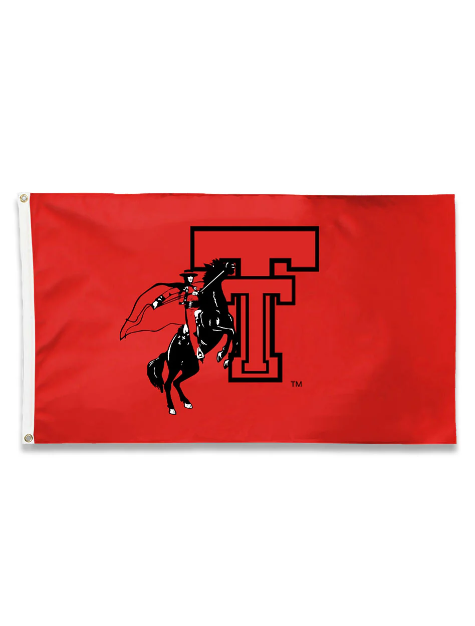 Texas Tech Vault Double T w/ Rearing Horse 3'x5' Deluxe Flag