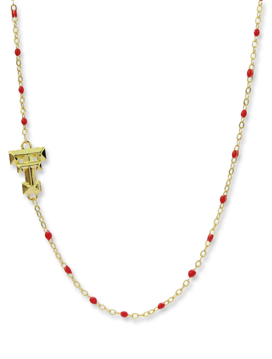 Texas Tech w/ Side Set Double T 18K Gold Plated Necklace - Image 2