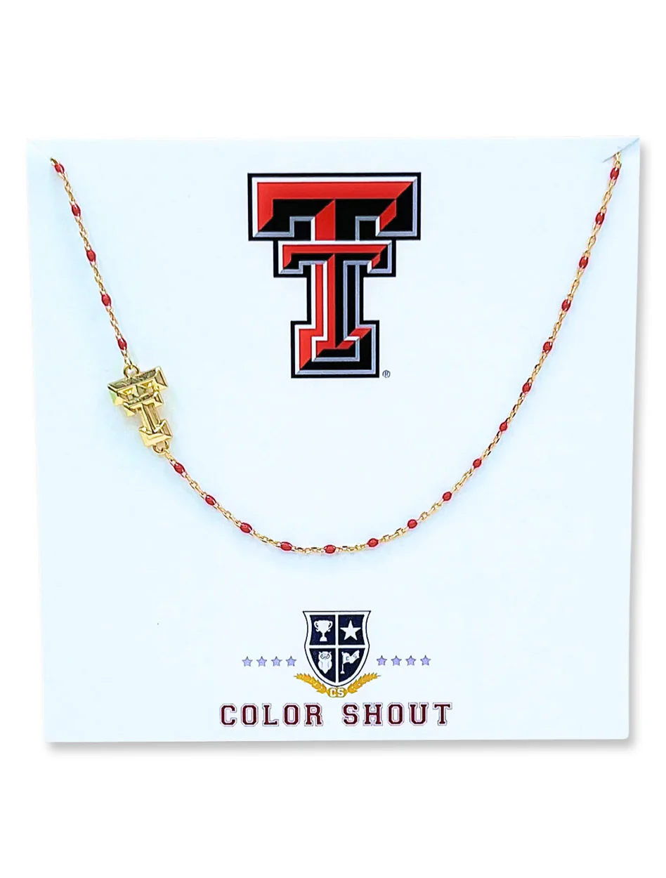 Texas Tech w/ Side Set Double T 18K Gold Plated Necklace - Image 3