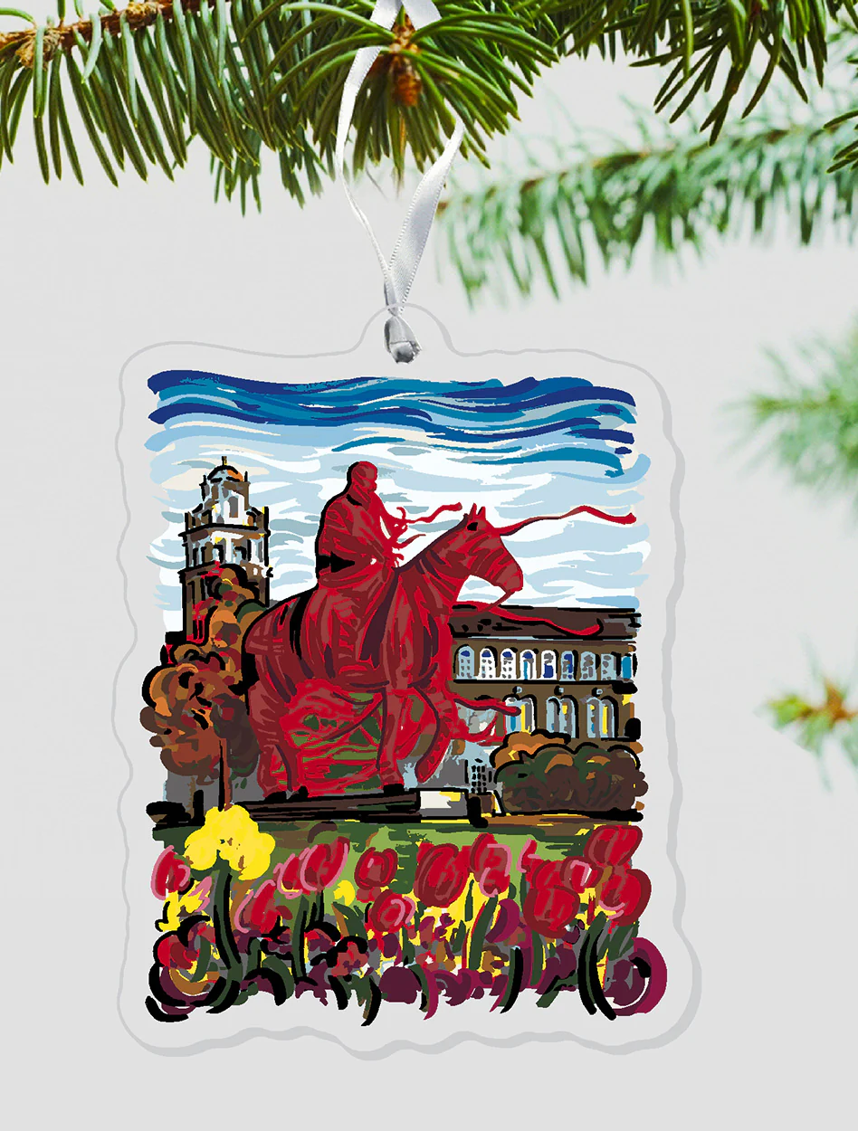 Texas Tech "Wrapped Will Rogers" Artist Rendering Ornament