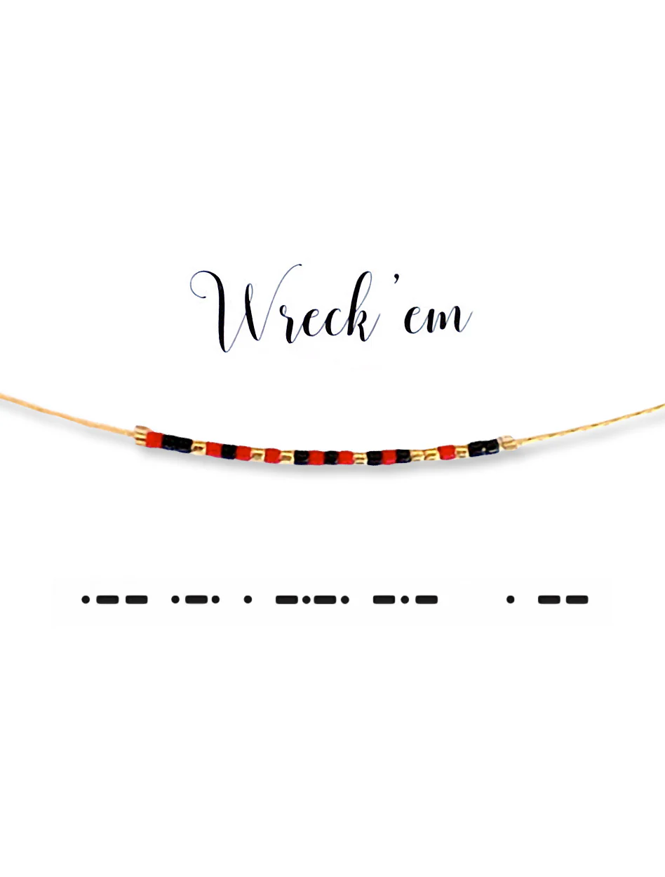 Texas Tech "Wreck 'Em" Morse Code Necklace