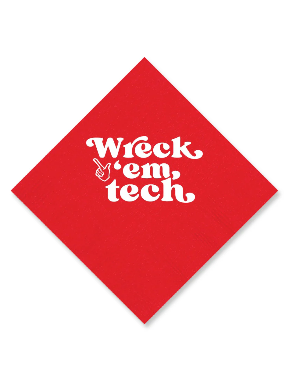 Texas Tech "Wreck'em tech" 3 ply 20pk Cocktail Napkins