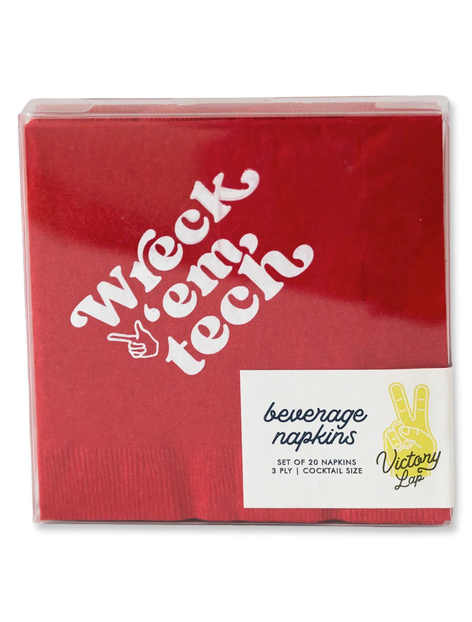 Texas Tech "Wreck'em tech" 3 ply 20pk Cocktail Napkins - Image 2