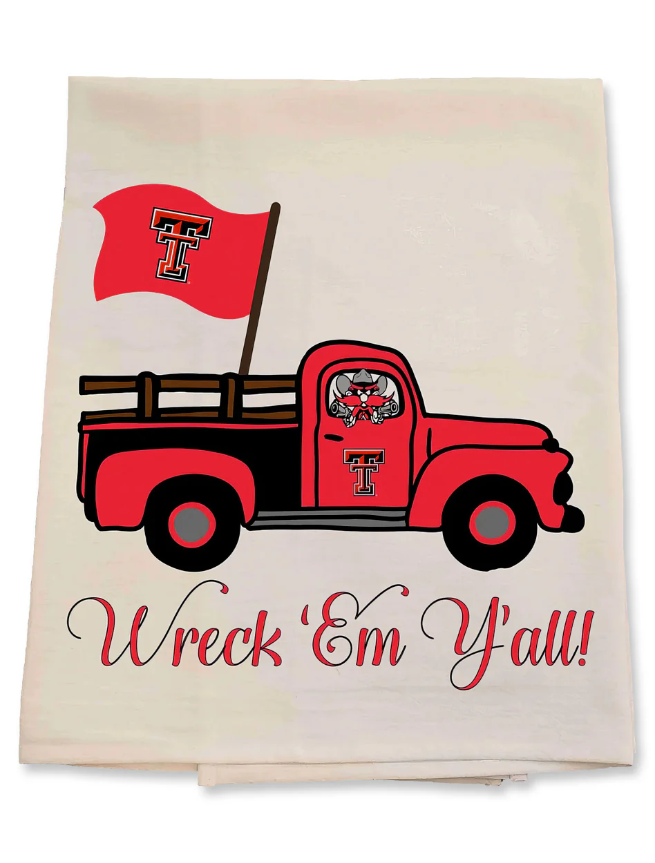 Texas Tech "Wreck'em Y'all Truck" Tea Towel
