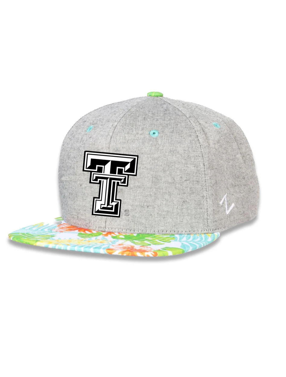 Texas Tech Zephyr Double T "Punchbowl" Floral Flatbill Snapback Cap