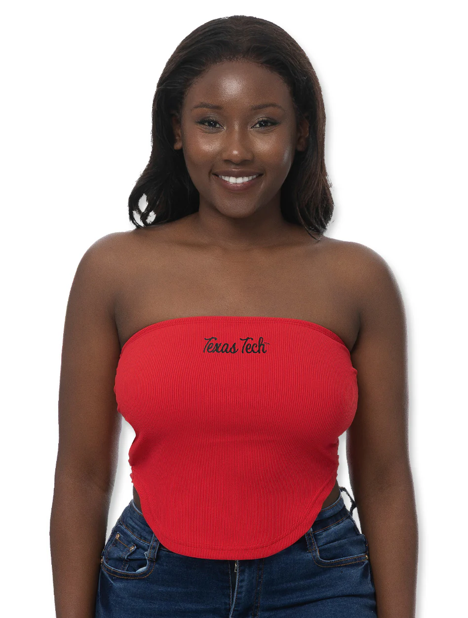Texas Tech Zoozats Embroidered Ruched Tube Top
