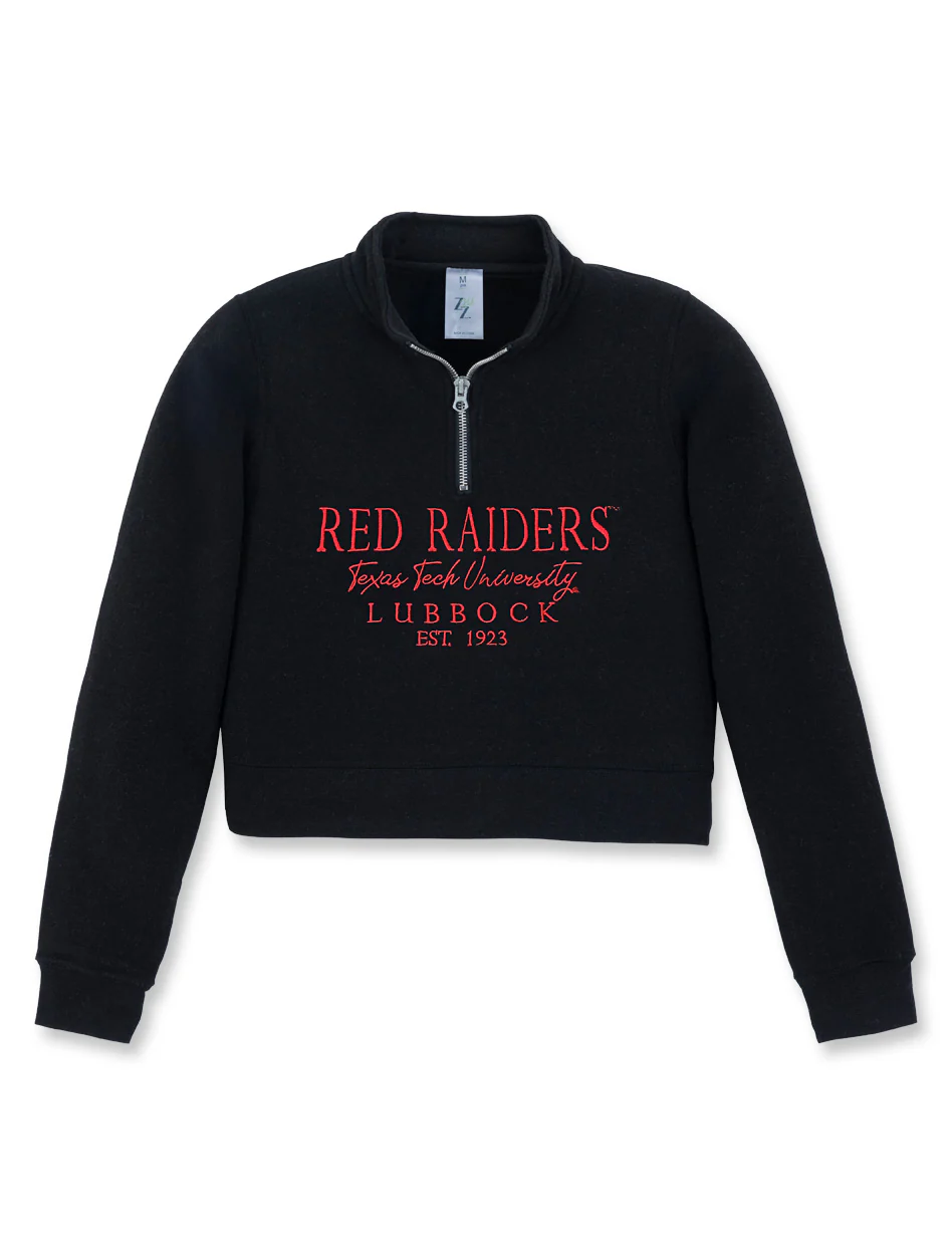 Texas Tech Zoozatz Girls "Slow Days" Crop 1/4 Zip - Image 2