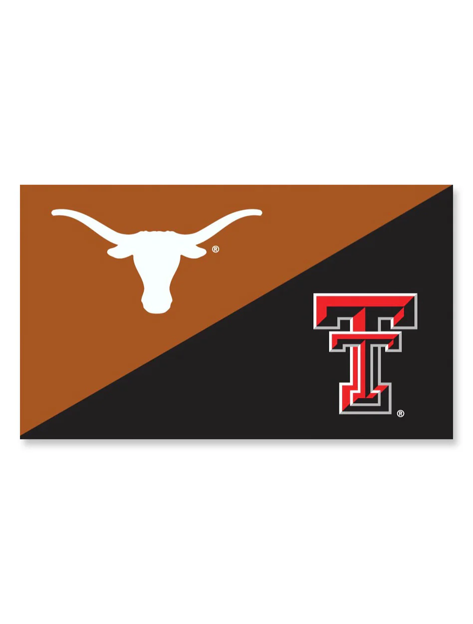 House Divided Texas Tech/ UT 3' x 5' Silk Screen Flag