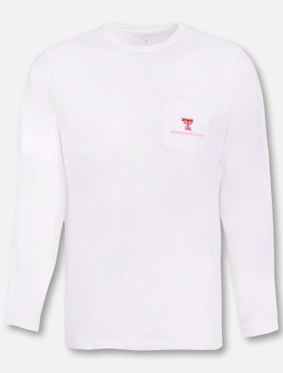 Vineyard Vines Texas Tech Red Raiders Double T on Striped Background Long Sleeve T-Shirt - Image 2