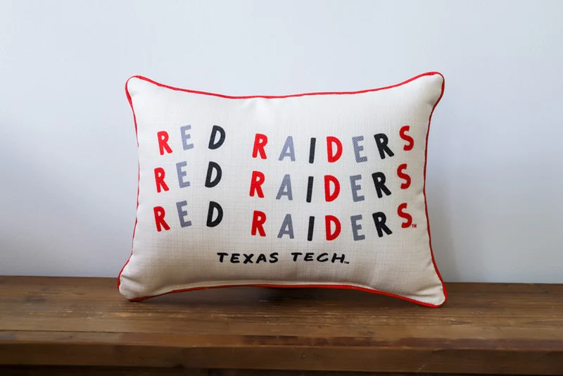 Wiggle Red Raiders 18"x14" Rectangle Pillow w/Red Piping