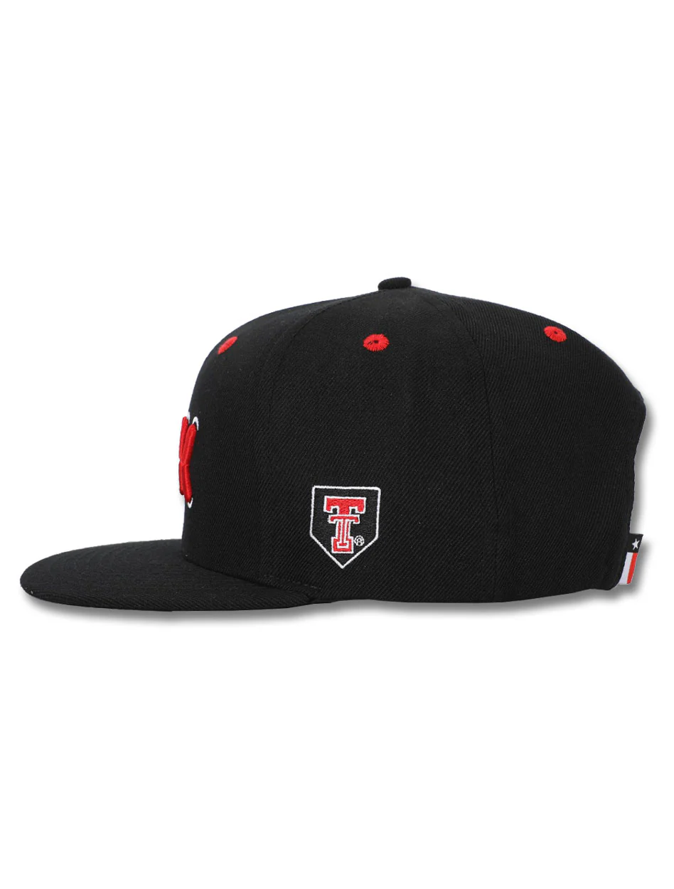 Texas Tech "Stitches" Baseball Black Snapback Cap - Image 2