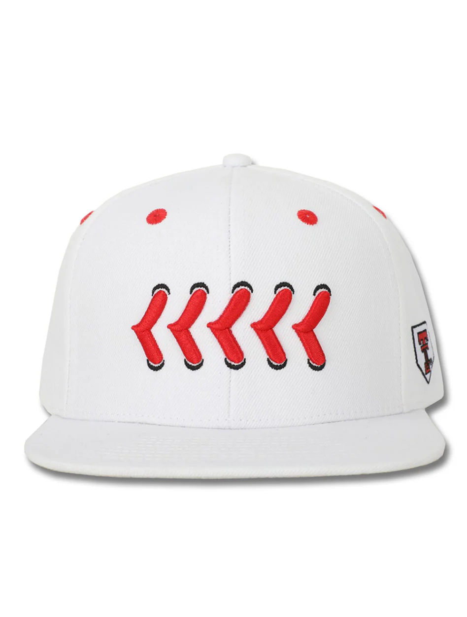 Texas Tech "Stitches" Baseball White Snapback Cap - Image 2