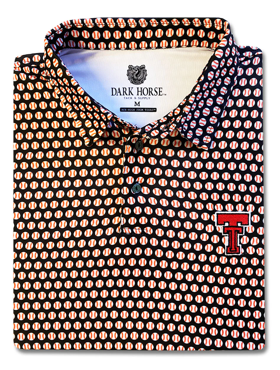 Texas Tech Dark Horse "Baseball All Over" Premium Black Polo