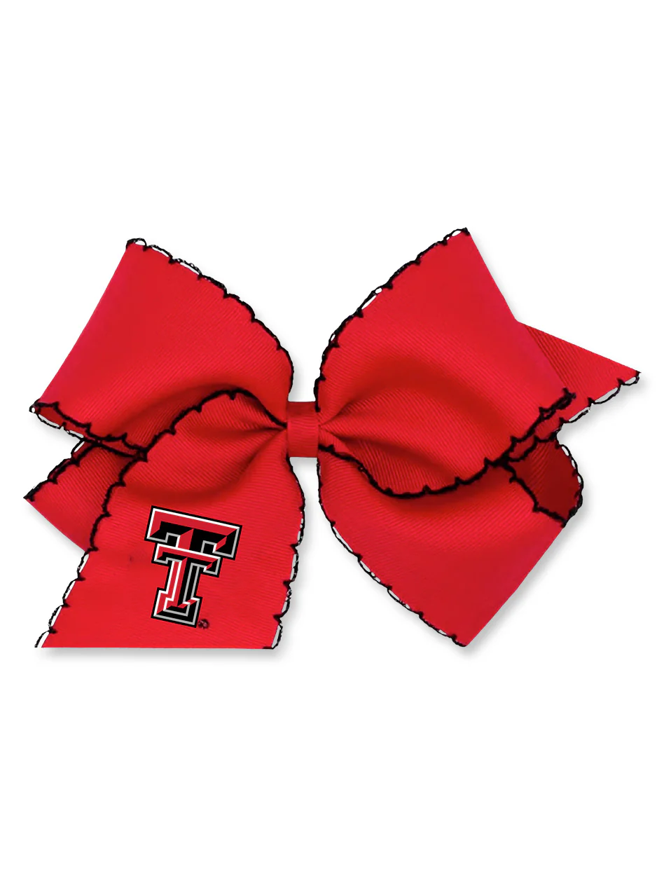 Texas Tech Double T King Grosgrain Hair Bow with Moonstitch Edge Bow