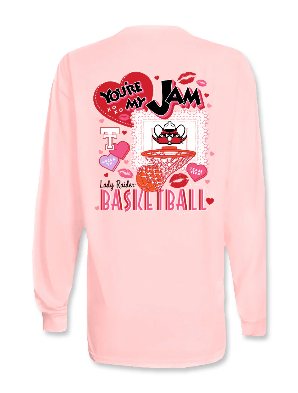 Texas Tech Lady Raiders "My Jam" Basketball PINK Long Sleeve