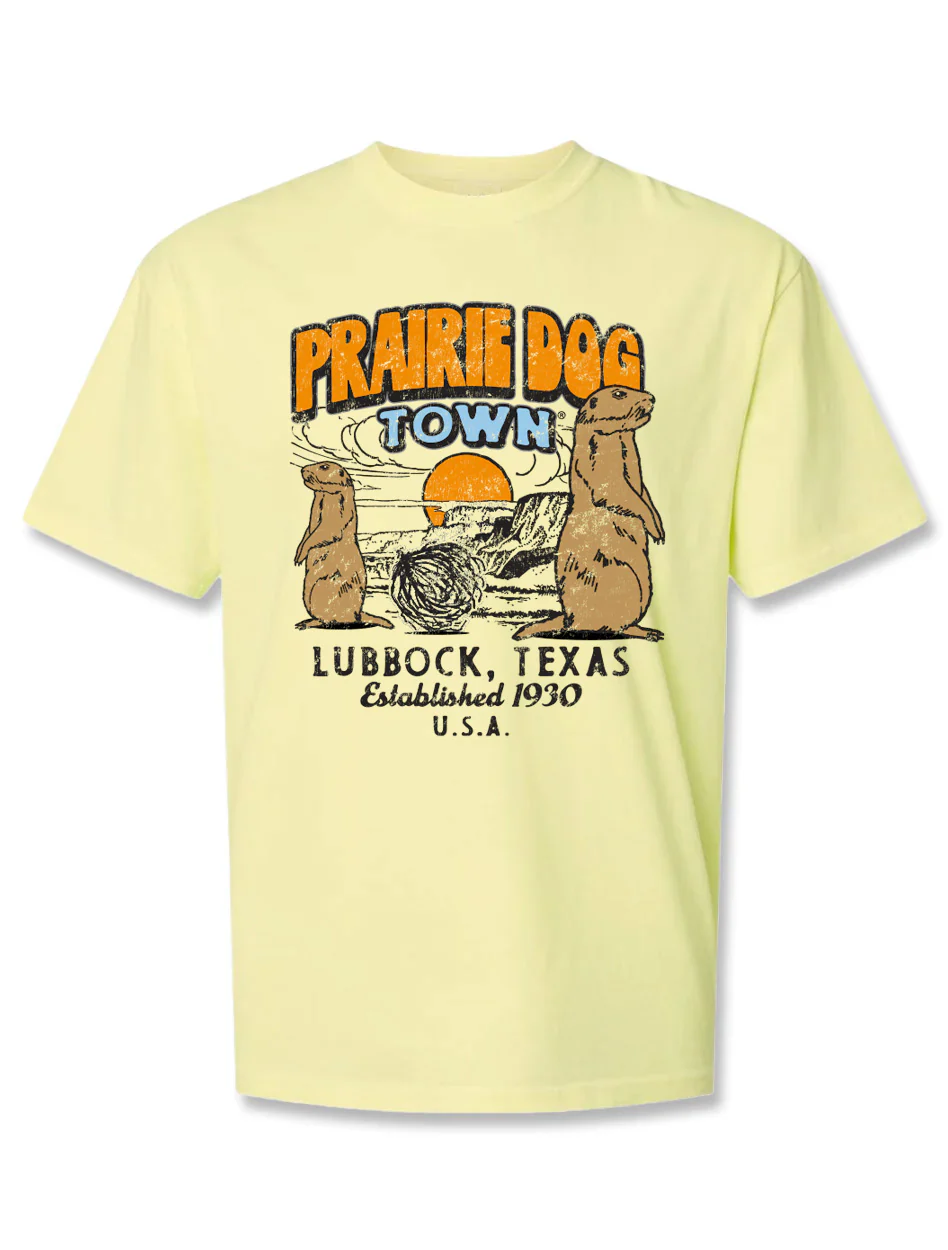 World Famous Prairie Dog Town® "Peek" Yellow T-Shirt
