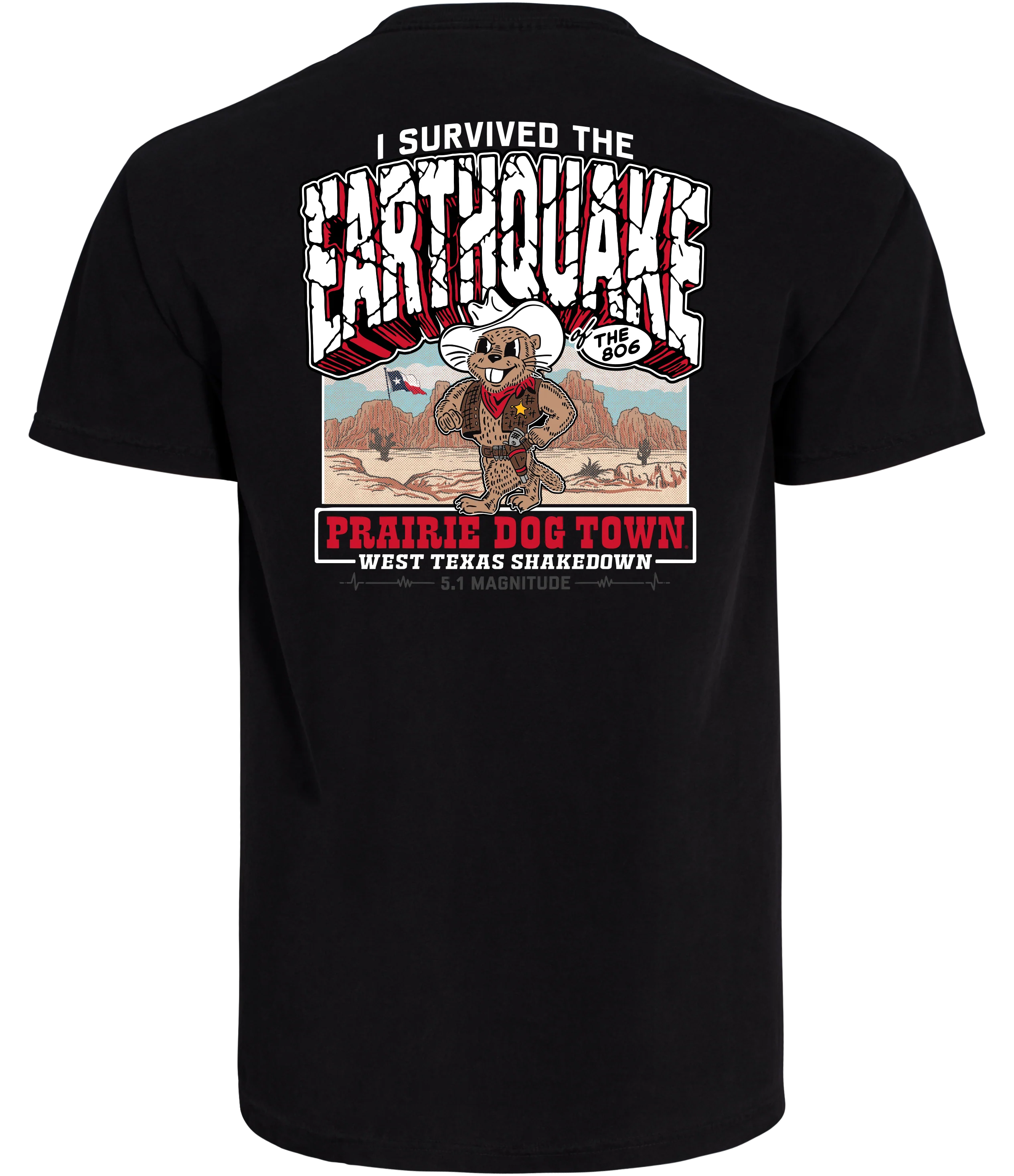 World Famous Prairie Dog Town "Quake Town" Black T-Shirt