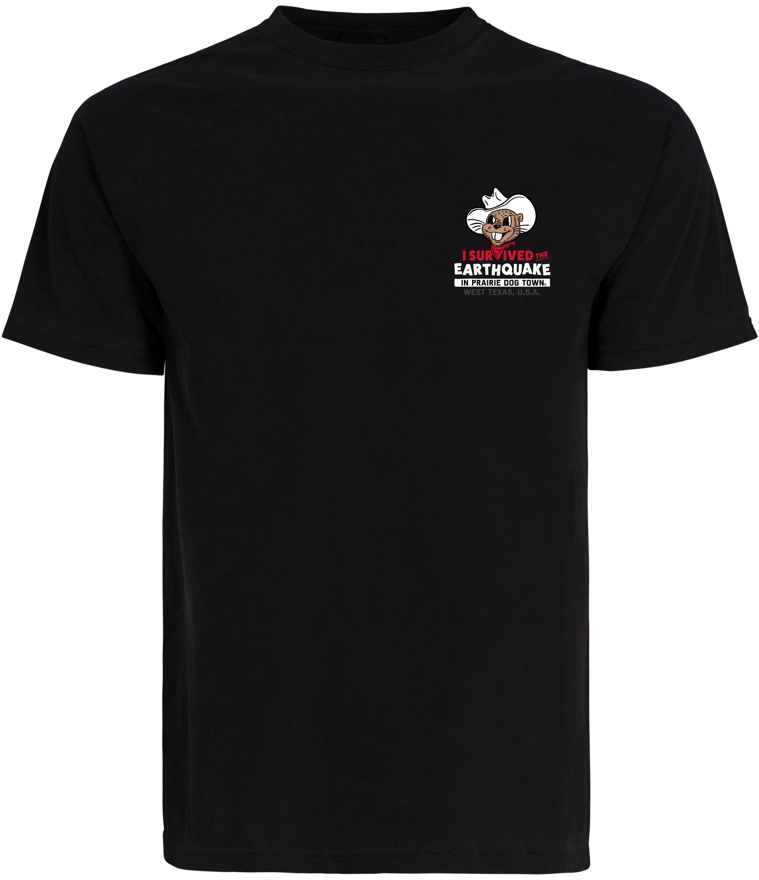 World Famous Prairie Dog Town "Quake Town" Black T-Shirt - Image 2