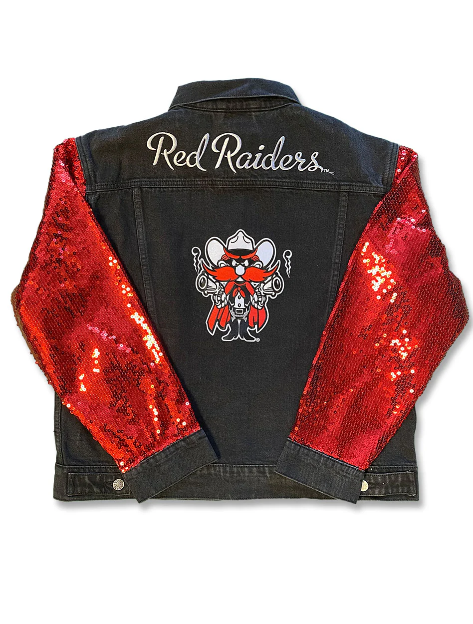 Dark Horse Texas Tech "Sequin" Black Denim Jacket - Image 2