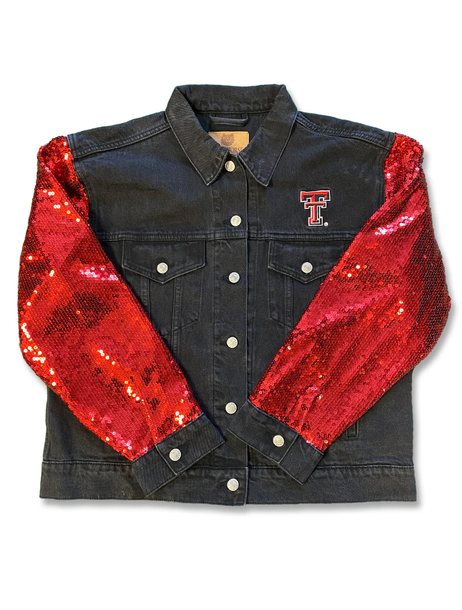 Dark Horse Texas Tech "Sequin" Black Denim Jacket - Image 3