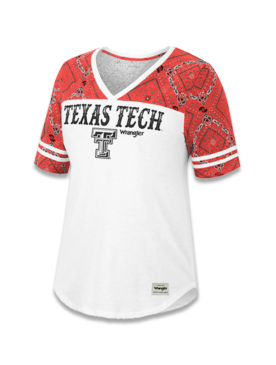 **Wrangler Texas Tech "Sunset Paisley" V-neck T-shirt