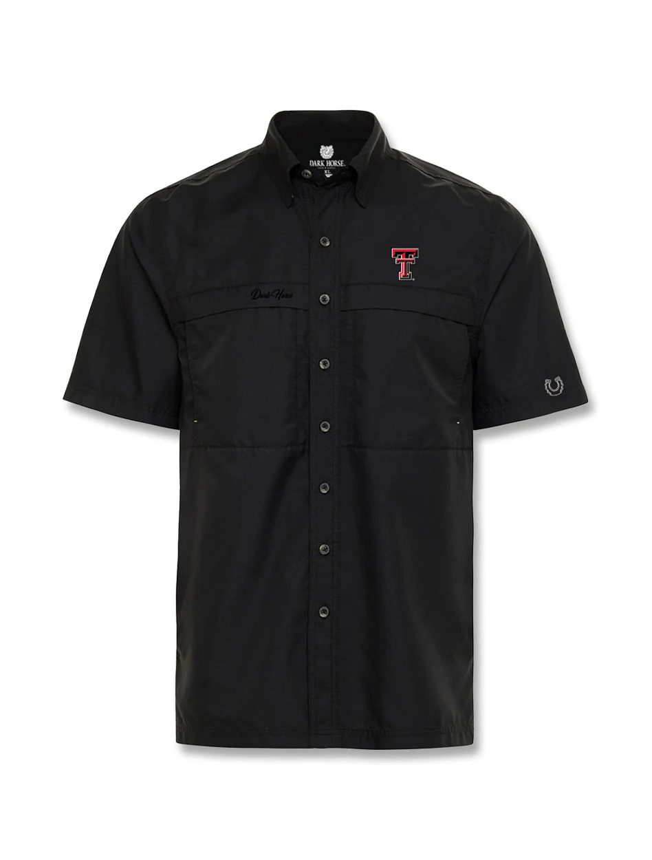 YOUTH Texas Tech Dark Horse Double T Black Performance Fishing Shirt