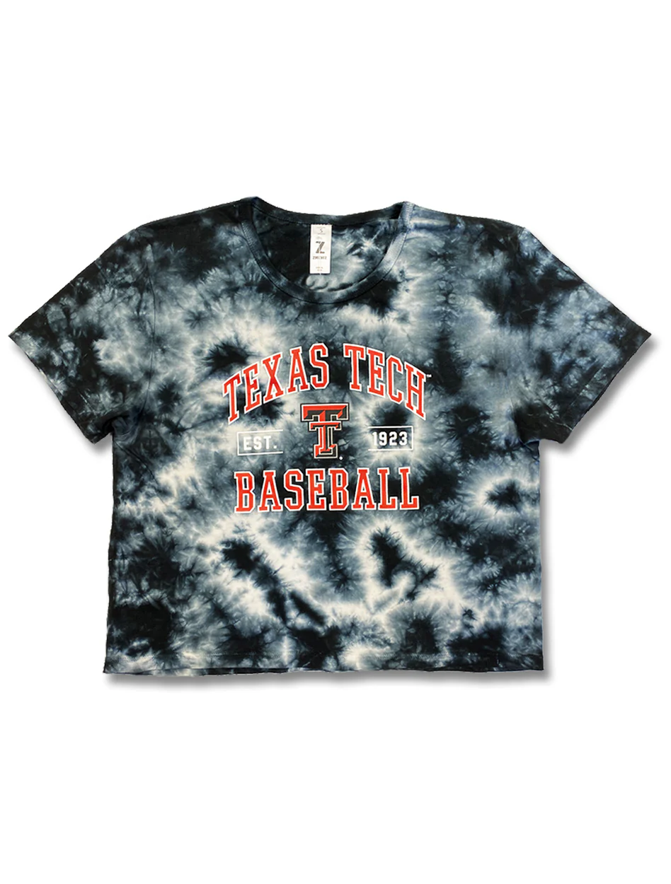 **Texas Tech Baseball ZooZats "Circus Catch" Tie Dye Crop T-Shirt