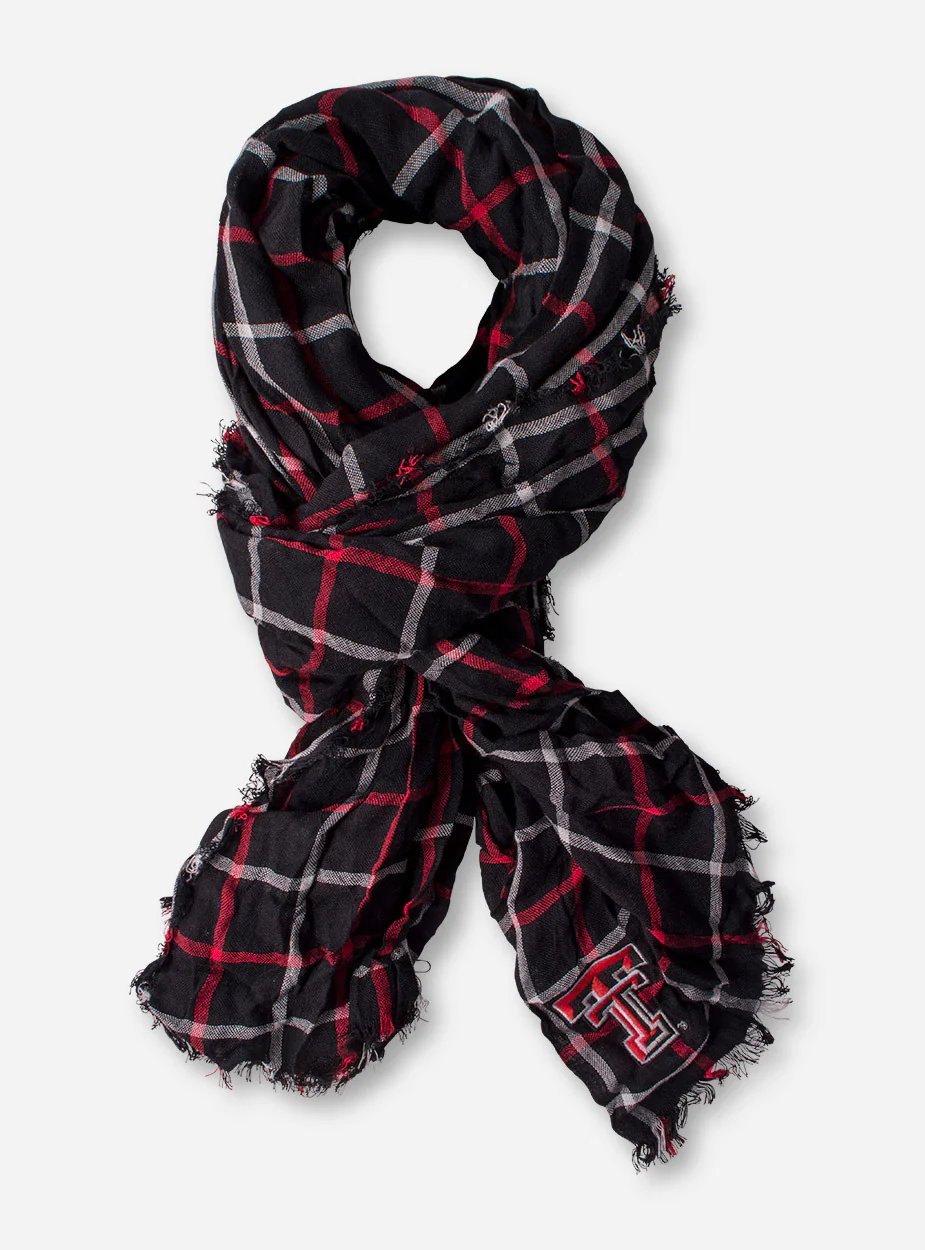 ZooZatz Texas Tech Window Pane Plaid Black Scarf
