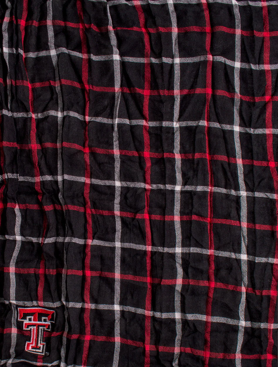 ZooZatz Texas Tech Window Pane Plaid Black Scarf - Image 2